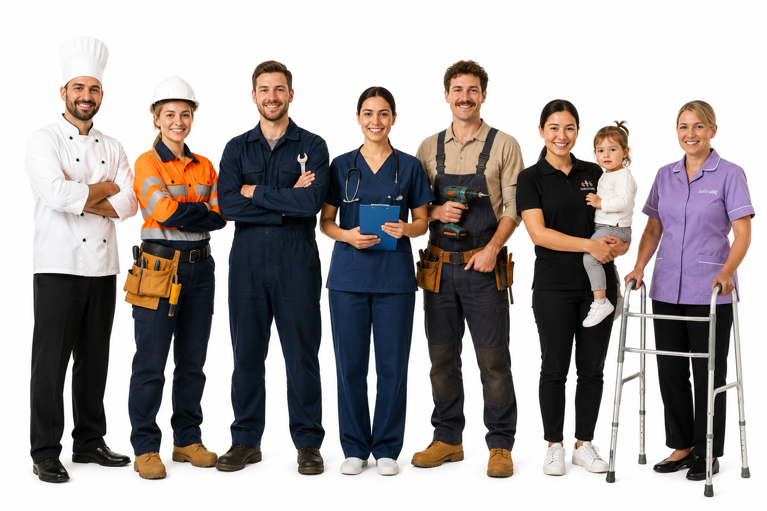 Lavoratori australiani di vari settori — chef, edile, meccanico, infermiera, childcare e aged care — Visti Sponsor